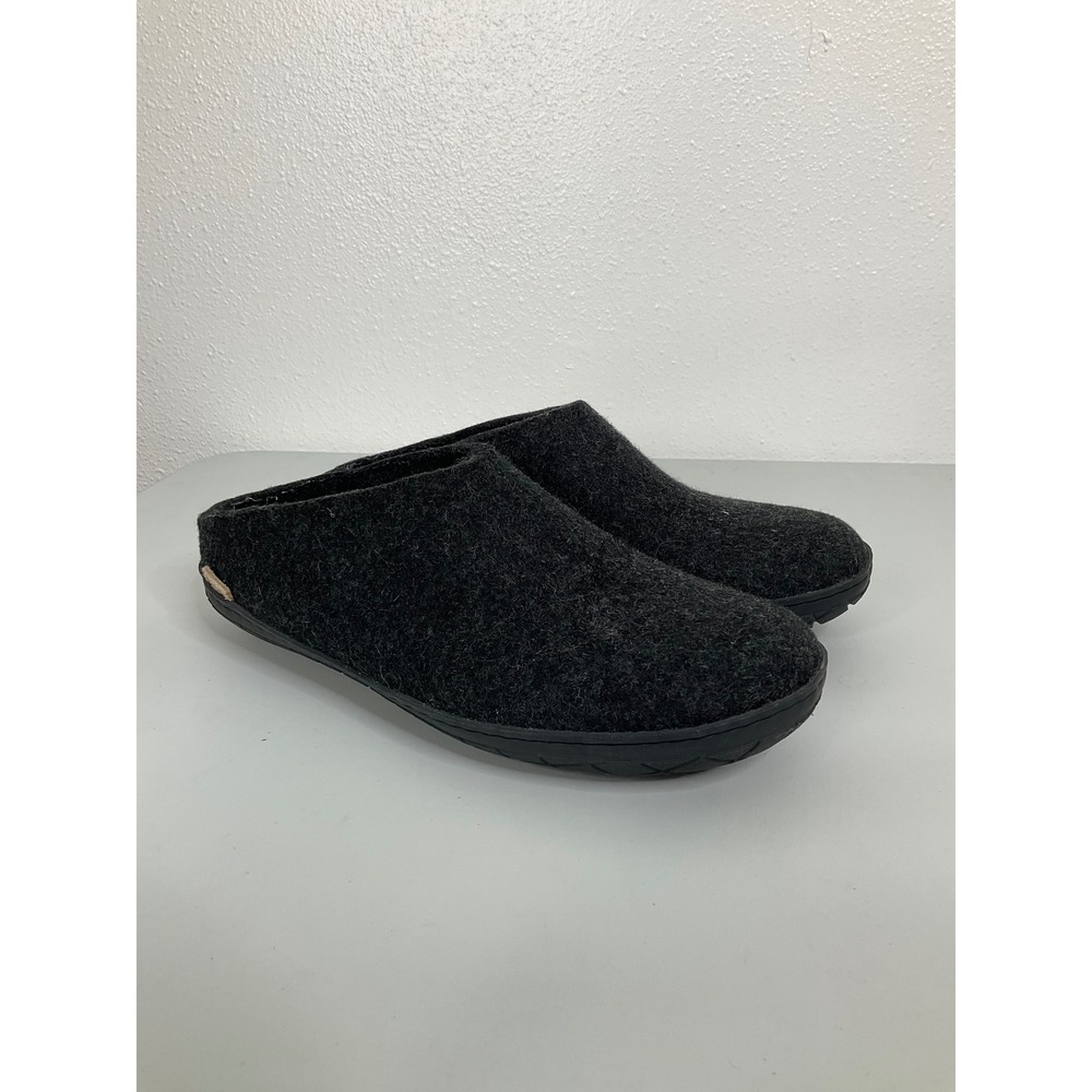 Glerups The Slip-On Wool Slipper Rubber Sole Charcoal Grey Clog Mens 9 Womens 11